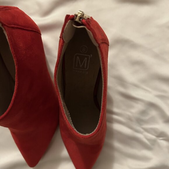 Red Suede High Heeled Ankle Boots - Size 8 - Maker's - Picture 6 of 10